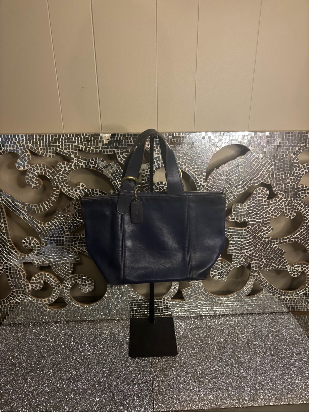 🩷Vintage Coach Navy Leather Handbag
